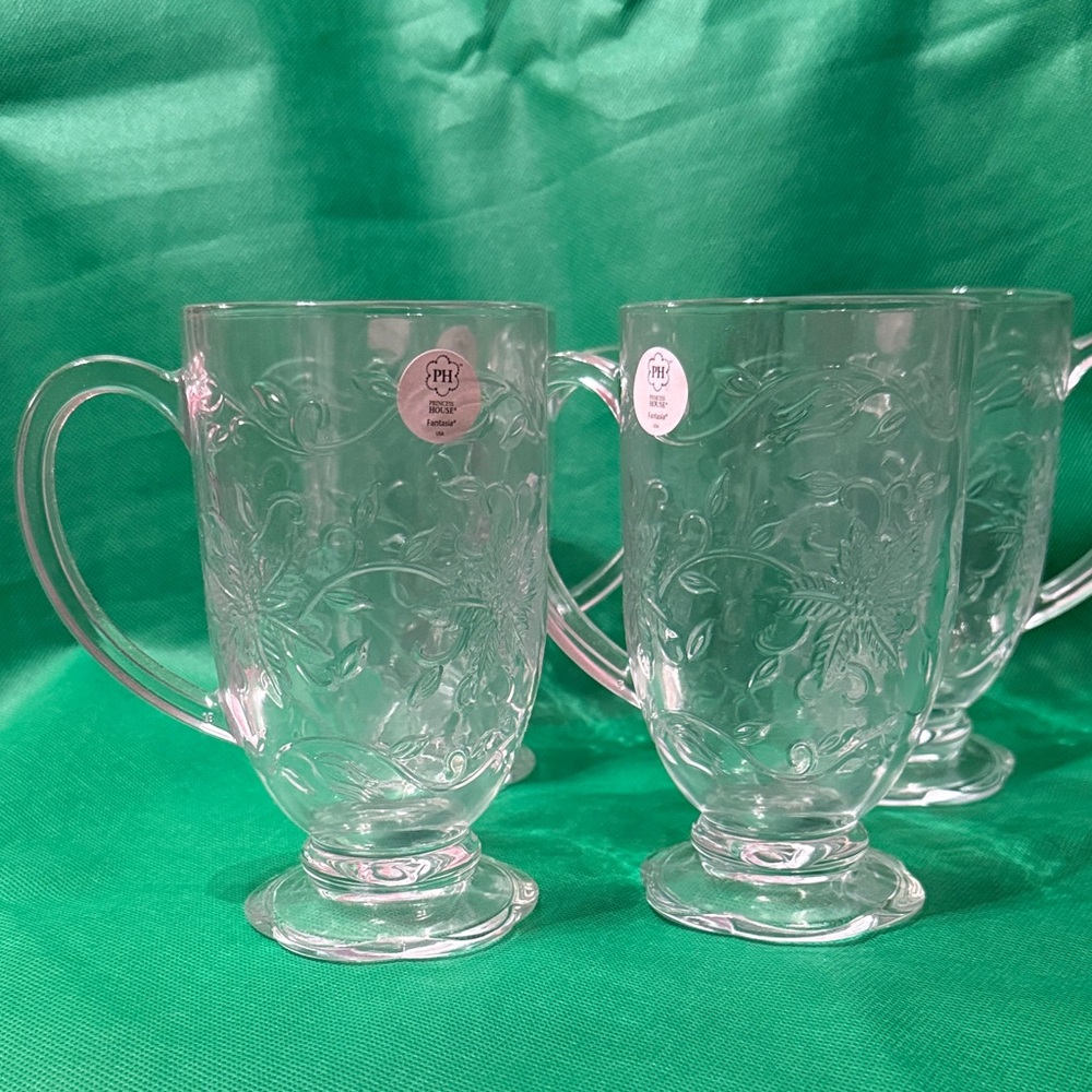 Princess House Brand New Clear Glass Mugs Set